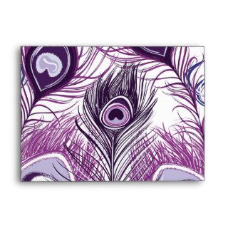 Elegant Pretty Purple Peacock Feathers Design Envelope