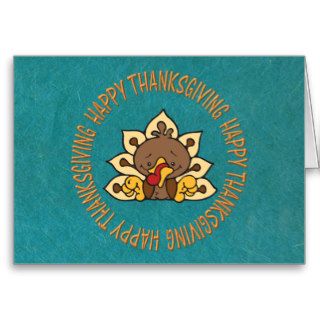 Happy Thanksgiving Text and Turkey Greeting Card