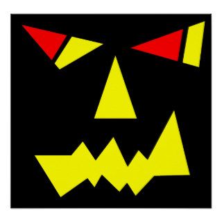 Black Scary Face Monster Halloween Horror Cat Eyes Print