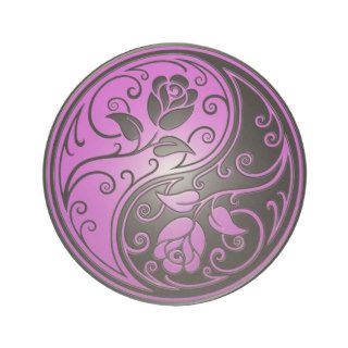 Yin Yang Roses, purple and black Drink Coaster