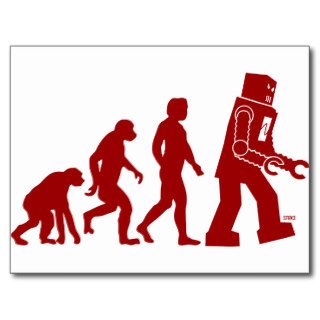 Robot Evolution   man into robots Postcard