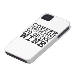 Coffee Keeps Me Going Until Wine iPhone 4 Cover