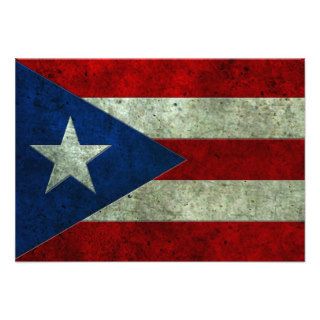 Puerto Rican Flag Aged Steel Effect Invite