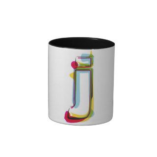 Abstract and colorful letter j mugs