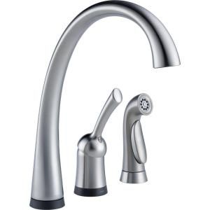 Delta Pilar Waterfall Single Handle Side Sprayer Kitchen Faucet with Touch2O Technology in Arctic Stainless 4380T AR DST