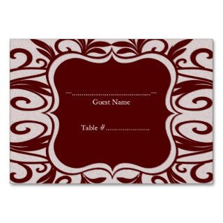 Scarlet Swirl Emblem Wedding Seating Card Business Cards