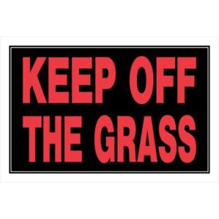The Hillman Group 8 in. x 12 in. Red and White Plastic Keep Off Grass Sign 839948