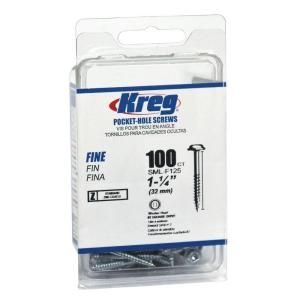 Kreg #2 x 1 1/4 in. Fine Pocket Screws (100 Pack) SML F125 100