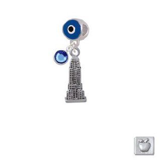 New York's Empire State Building Blue Evil Eye Charm Bead Dangle with Crystal Drop Delight & Co. Jewelry