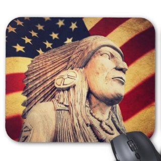 rustic USA flag patriotic Native American Mouse Pads