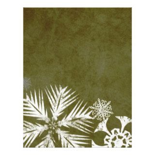 Green and White Christmas Snowflakes Letterhead Template