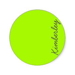 Bright Neon Green Monogram Trendy Fashion Colors Round Sticker