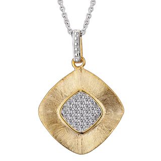 Collette Z Goldplated Sterling Silver Cubic Zirconia Square Drop Necklace Collette Z Cubic Zirconia Necklaces