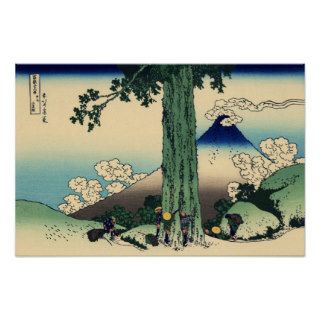 Mishima Pass in Kai Province (by Hokusai) Poster