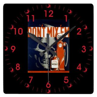 Don't Mix Em Don't Drink and Drive Wall Clock