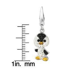 Sterling Silver Black, Yellow and Clear Crystal Penguin Charm Silver Charms