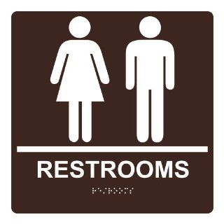 ADA Restrooms With Symbol Braille Sign RRE 105 99 WHTonDKBN Restrooms  Business And Store Signs 