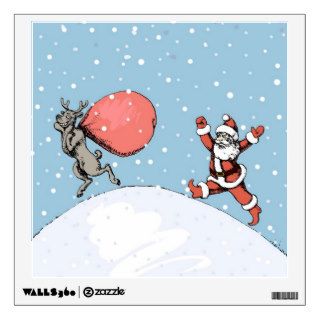 Reindeer makes jokes with Santa Claus. Wall Sticker