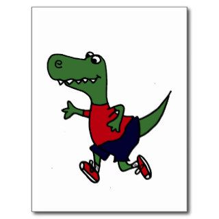 Funny Jogging Trex Dinosaur Postcards