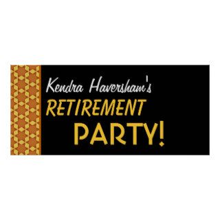 Retirement Party Banner Custom Name Gold Black Print