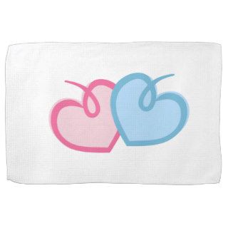 Pink and Blue Hearts Towel