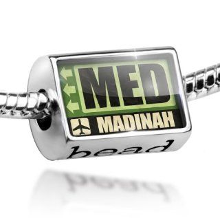 Bead Airportcode MED Medina   Charm Fit All European Bracelets , Neonblond NEONBLOND Jewelry