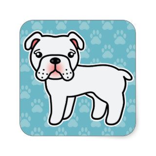 White Cartoon English Bulldog Sticker