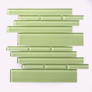 Solistone Piano Glass Tempo 10 1/2 in. x 9 1/2 in. x 7.93 mm Green Glass Mesh Mounted Mosaic Wall Tile (6.9 sq.ft./case) 9043