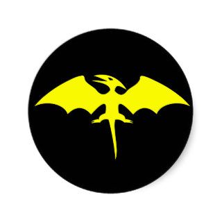 Pterodactyl Dinosaur Superhero Logo Round Sticker