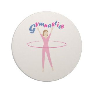 Fun Gymnastics text with Pink hula hooping girl Drink Coaster