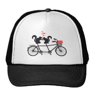 tandem bicycle with squirrels trucker hats