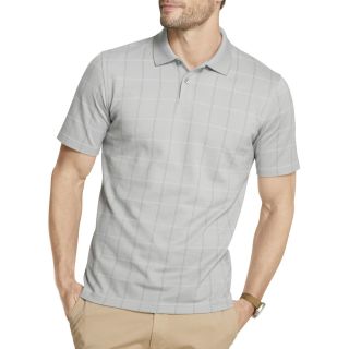 Van Heusen Short Sleeve Windowpane Polo Shirt, Gray, Mens
