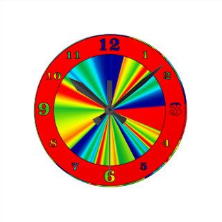 Colorful Stripes Pinwheel Round Clock