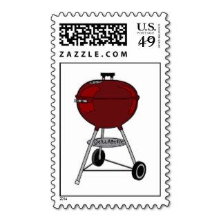 The Grilltastic Red Charcoal Grill Summer Cookout Postage Stamp