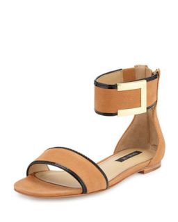 Gracie Two Tone Leather Ankle Wrap Sandal, Natural