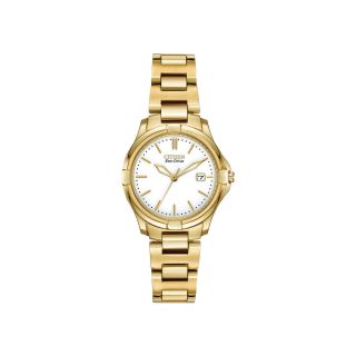 Citizen Eco Drive Swarovski Womens Gold Tone Stainless Steel Watch EW1962 53A