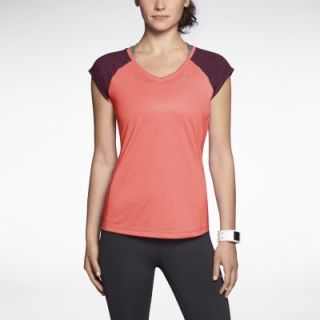Nike Miler V Neck Womens Running Shirt   Bright Mango