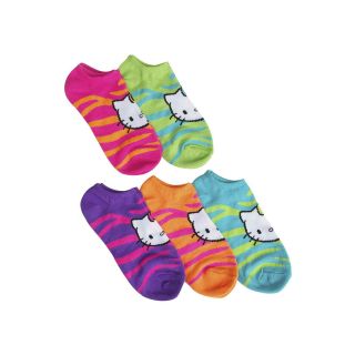 Hello Kitty 5 pk. No Show Socks, Asst Zebra, Womens