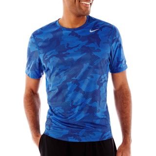 Nike Camo Running Top, Blue, Mens