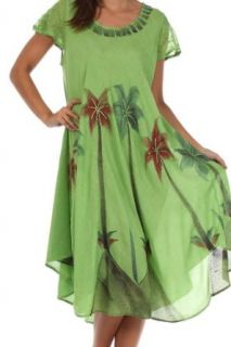Sakkas 116 Watercolor Palm Tree Tank Caftan Dress   Green / One Size Turquoise Dress