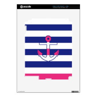 Anchor with Blue and Pink Stripes Cell Phone Case Skin For The iPad 2
