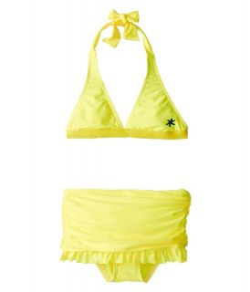 Splendid Littles Solid Halter Top and Skirted Pant Girls Swimwear Sets (Yellow)