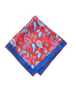 Original Paisley Silk Pocket Square, Red/Blue