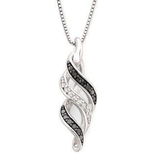 1/10 CT. T.W. White & Color Enhanced Black Diamond Swirl Pendant, Womens
