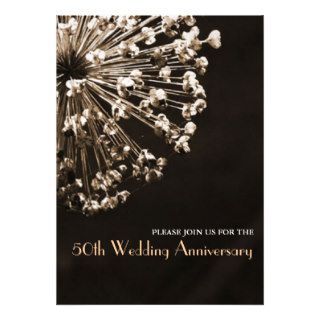Golden Dandelion Wishes 50th Anniversary Invites