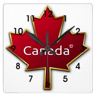 Canadian Maple Leaf Square Clock