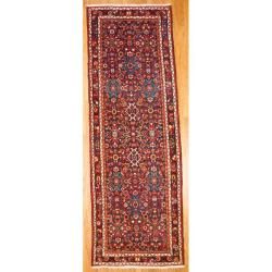 Hand Knotted Persian Hamadan Navy/ Red Wool Rug (3'9 x 10'9) Runner Rugs
