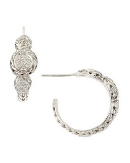 Small Silver Diamond Circle Hoop Earrings