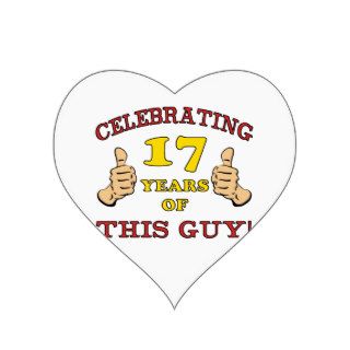 Funny 17th Birthday For Boys Heart Sticker