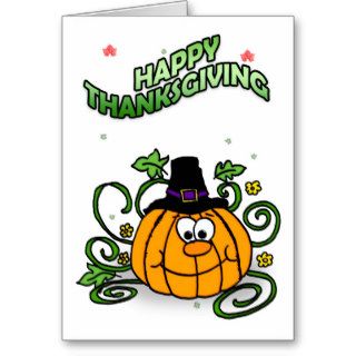 Happy Thanksgiving, Pumpkin Pilgrim Greeting Card